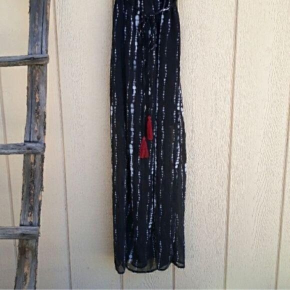 Knox Rose Gothic Witchy Maxi Dress Spaghetti Sheer Reptile Embroidered Blk Sz L - Picture 5 of 8